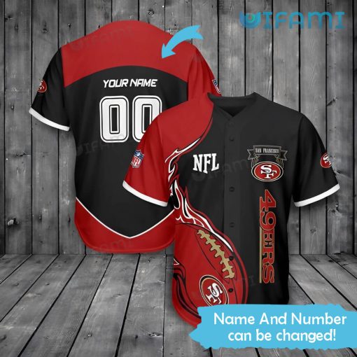 Custom Name 49ers Baseball Jersey Flame Ball San Francisco 49ers Gift