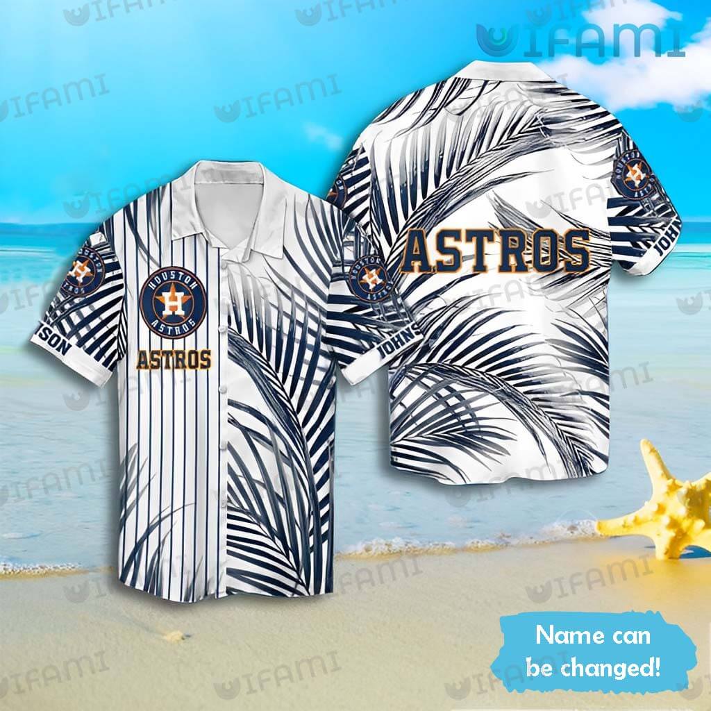 Custom Name Houston Astros Hawaiian Shirt Palm Leaf Astros Gift