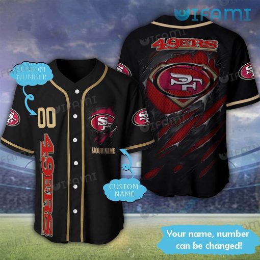 Custom Name Number 49ers Baseball Jersey Logo Scratches San Francisco 49ers Gift