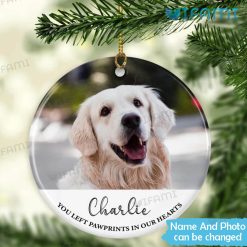 Customized Pet Remembrance Ornament You Left Paw Prints In Our Hearts Pet Loss Present Christmas