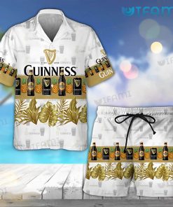 Guinness Hawaiian Shirt Pineapple Tropical Leaves Logo Guinness Beer Gift