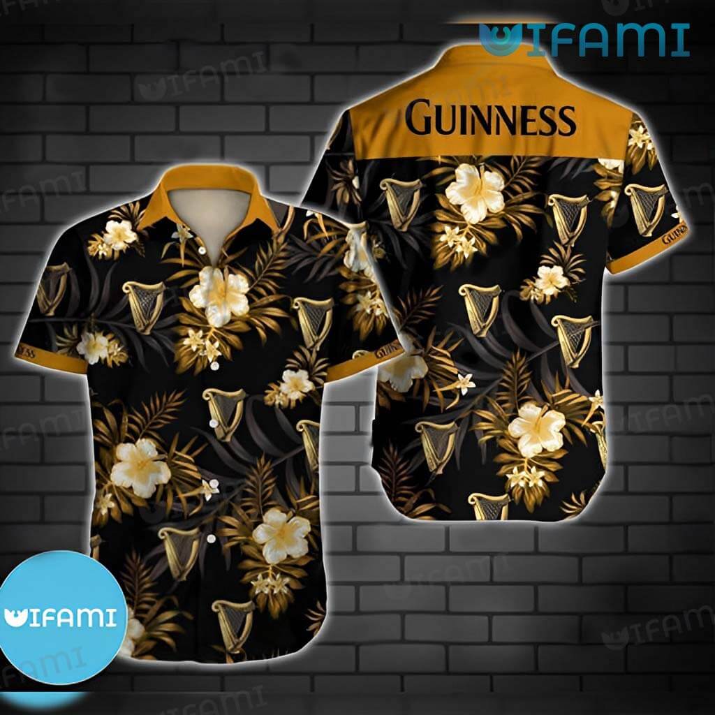 Cool Guinness Tropical Hibiscus Hawaiian Shirt Guinness Beer Gift