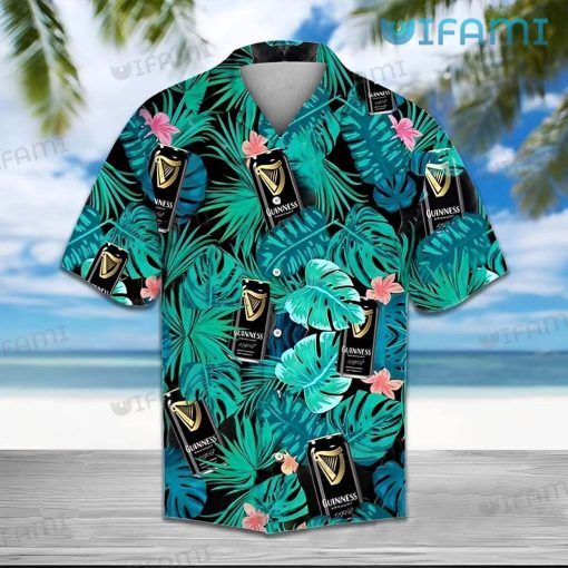 Guinness Hawaiian Shirt Tropical Leaves Cans Guinness Beer Gift