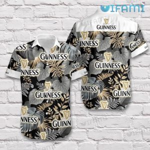 Guinness Hawaiian Shirt Tropical Leaves Logo Guinness Beer Gift