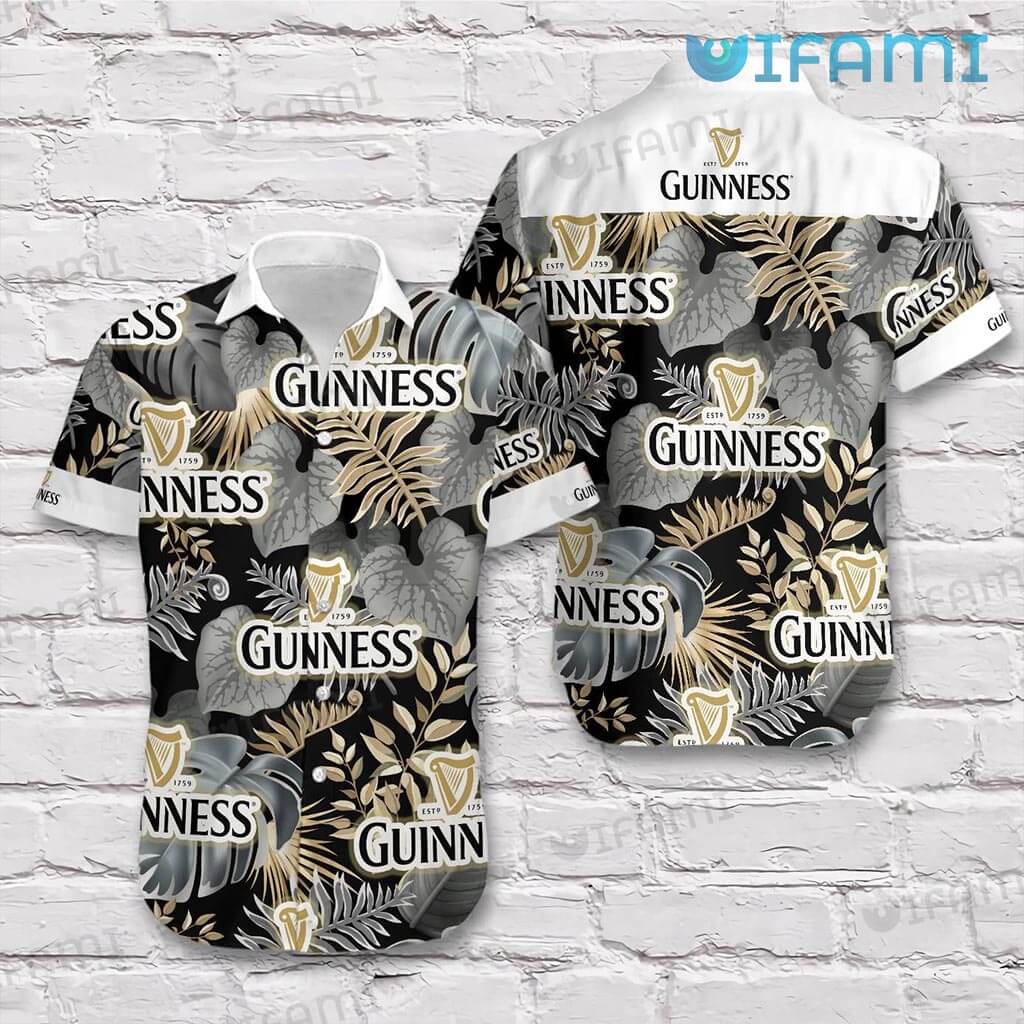 Unique Guinness Tropical Leaves Logo Hawaiian Shirt Guinness Beer Gift