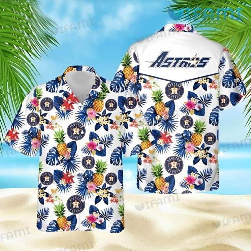 Houston Astros Hawaiian Shirt Pineapple Tropical Leaves Astros Gift