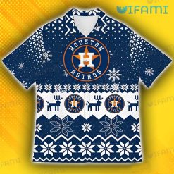 Houston Astros Hawaiian Shirt Reindeer Pattern Snowflakes Astros Front
