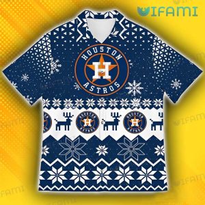 Houston Astros Hawaiian Shirt Reindeer Pattern Snowflakes Astros Gift