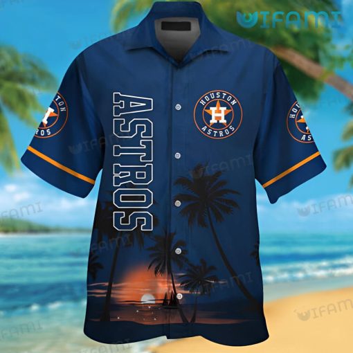 Houston Astros Hawaiian Shirt Sunset Beach Coconut Tree Astros Gift