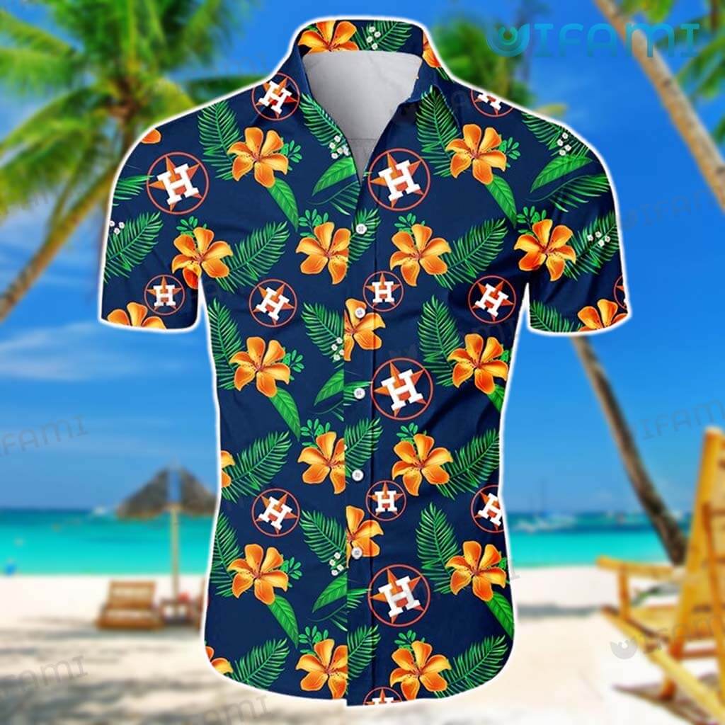 Houston Astros Hawaiian Shirt Hibiscus Palm Leaf Flower Astros Gift
