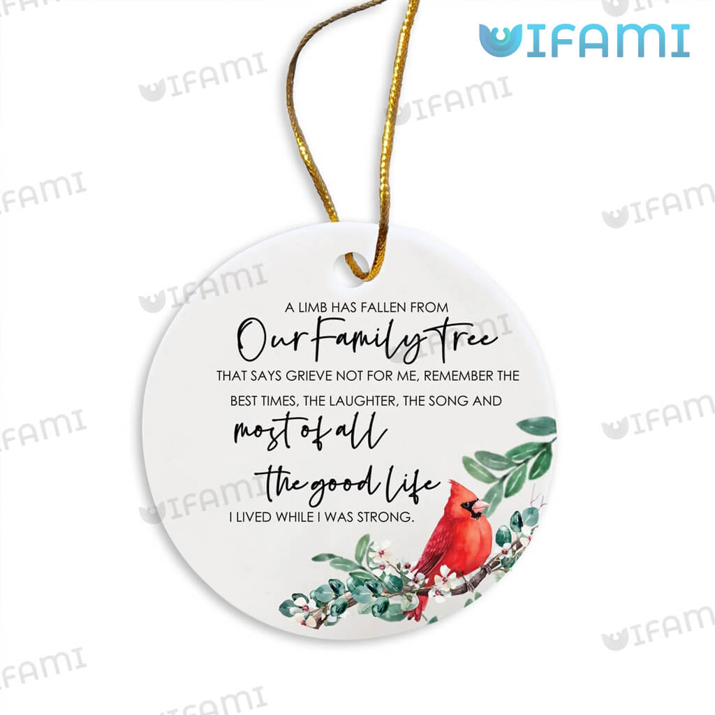 Memorial Xmas Ornament Red Cardinal Our Family Tree In Sympathy Gift