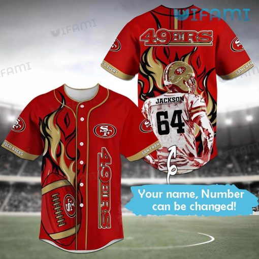 Personalized 49ers Baseball Jersey Fire Ball San Francisco 49ers Gift
