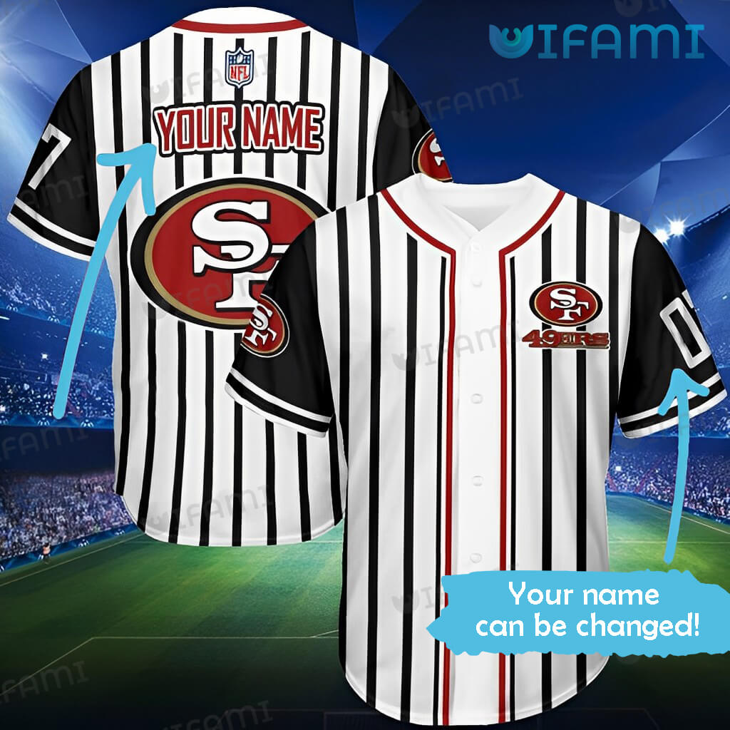 Unique Personalized 49ers Stripe Pattern Baseball Jersey San Francisco 49ers Gift
