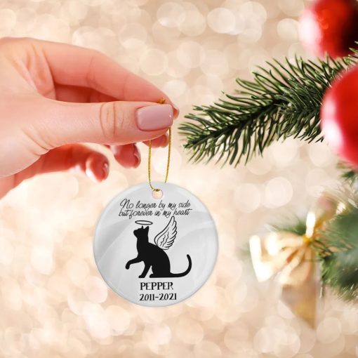 Personalized Cat Memorial Ornament No Longer By My Side But Forever In My Heart Cat Loss Gift