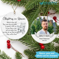 Personalized Christmas In Heaven Ornament Chair Memorial Gift For Loss