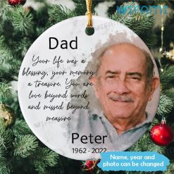 Personalized Dad Memorial Ornament Missed Beyond Measure Memory Gift For Loss Of Dad