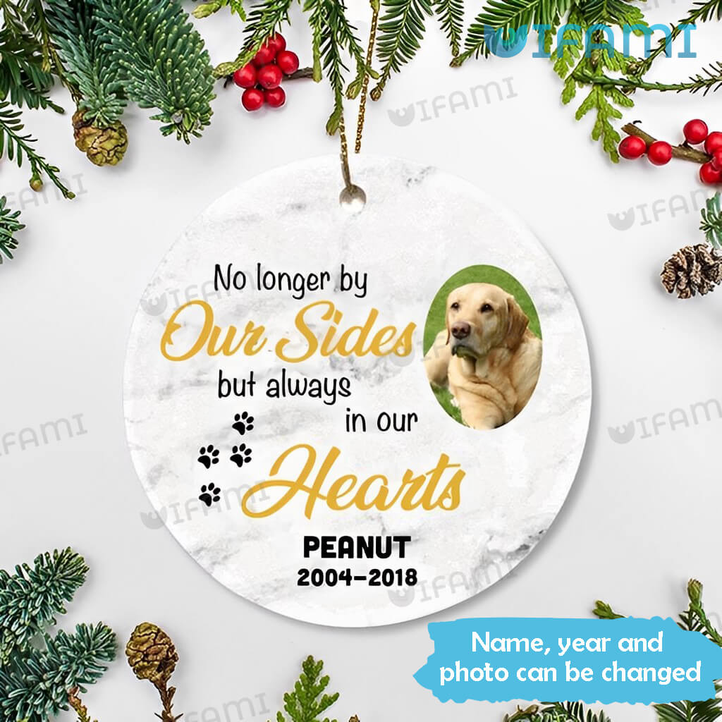 Pet Loss Ornament No Longer By Our Sides Personalized Pet Memorial Gift