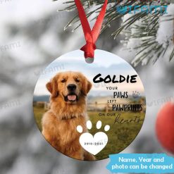 Pet Memorial Ornament Your Paws Left Pawprints On Our Hearts Custom Pet Memorial Gift