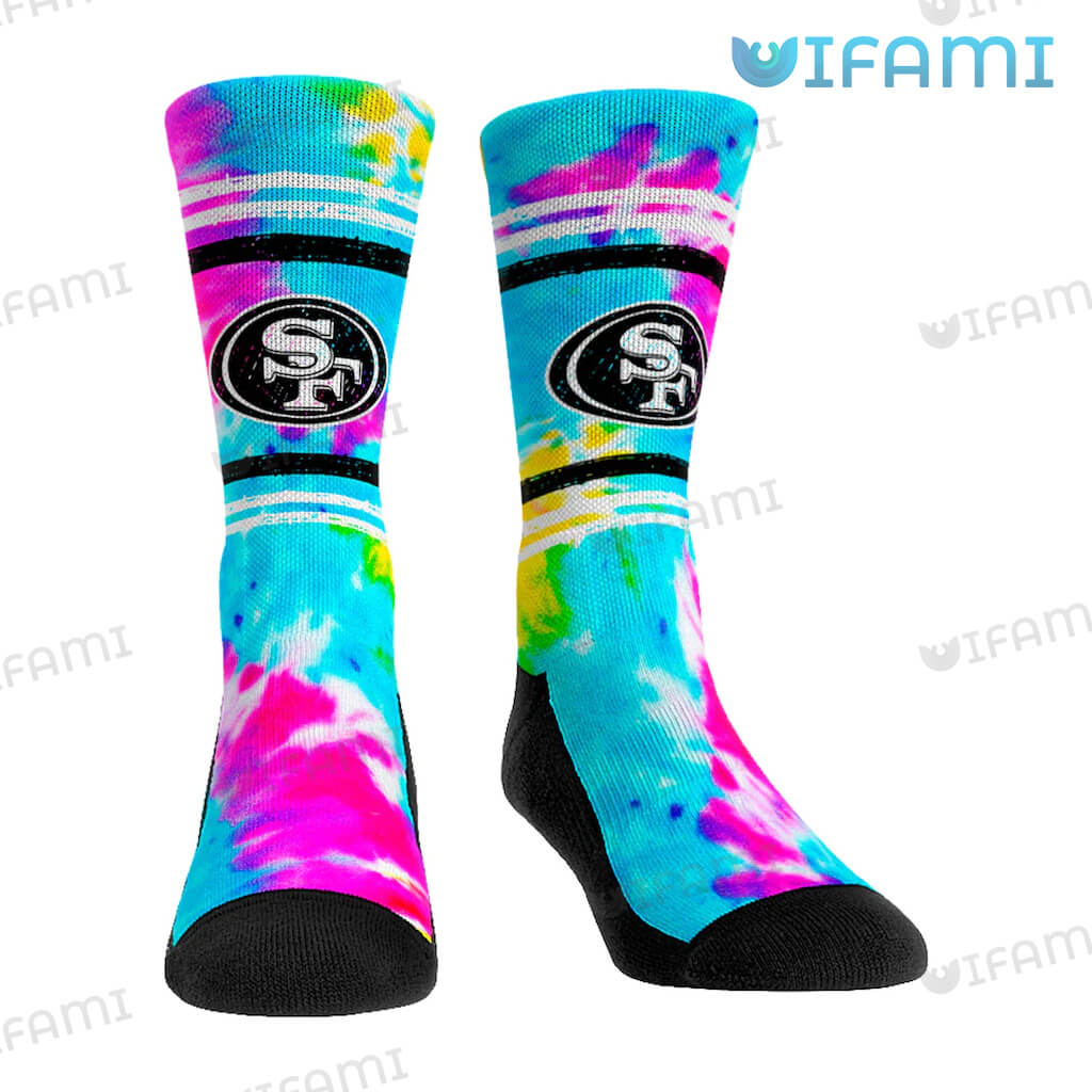 Colorful San Francisco 49ers Tie-Dye Logo Socks 49ers Gift