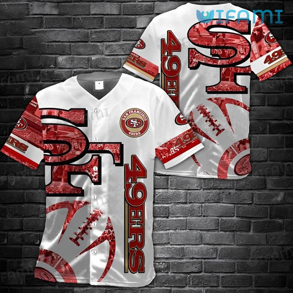 Awesome White San Francisco 49ers Baseball Jersey 49ers Gift