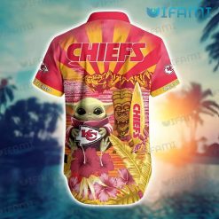 Chiefs Hawaiian Shirt Baby Yoda Tiki Mask Surfboard Kansas City Chiefs Present Back