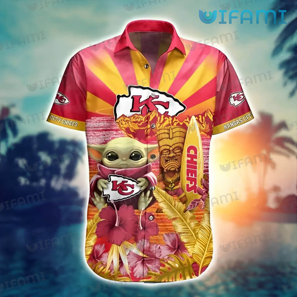 Custom Chiefs Hawaiian Shirt Baby Yoda Surfing Kansas City Chiefs Apparel  Hawaii Shirt - Best Seller Shirts Design In Usa