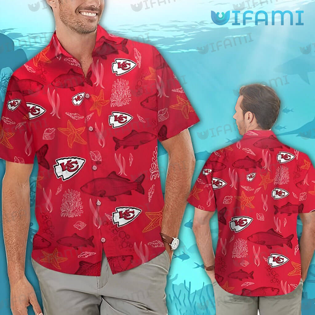 An oceanic symbol for Chiefs fans: Fish, Starfish, and Coral Hawaiian Shirt.