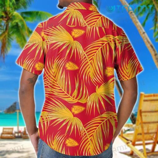 Chiefs Hawaiian Shirt Gold Palm Leaf Logo Pattern Kansas City Gift