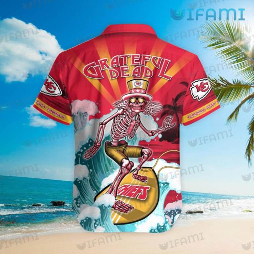 Chiefs Hawaiian Shirt Grateful Dead Skeleton Surfing Kansas City Gift