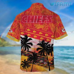 Chiefs Hawaiian Shirt Tropical Leaf Pattern Logo Kansas City Chiefs Present Back