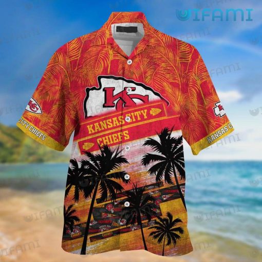 Chiefs Hawaiian Shirt Tropical Leaf Pattern Logo Kansas City Chiefs Gift