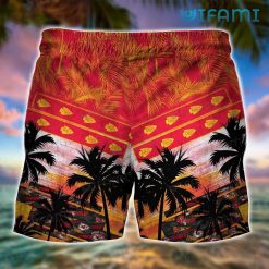 Chiefs Hawaiian Shirt Tropical Leaf Pattern Logo Kansas City Chiefs Short Back