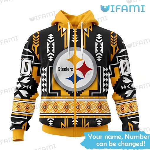 Custom Steelers Hoodie 3D Native American Texture Logo Pittsburgh Steelers Gift