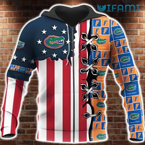Gators Hoodie 3D USA Flag Stitches Logo Florida Gators Gift