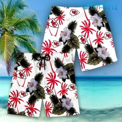 KC Chiefs Hawaiian Shirt Hibiscus Tropical Leaf Kansas City Short