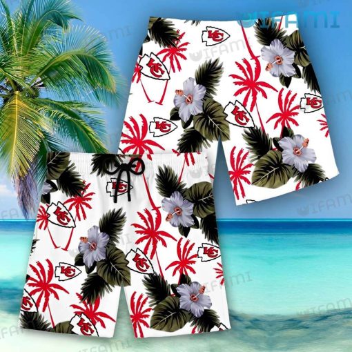 KC Chiefs Hawaiian Shirt Hibiscus Tropical Leaf Kansas City Gift