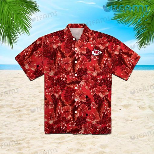 KC Chiefs Hawaiian Shirt Red Hibiscus Palm Leaf Kansas City Gift