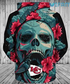 KC Chiefs Hoodie 3D Bird Skull Flower Unique Kansas City Chiefs Present Back