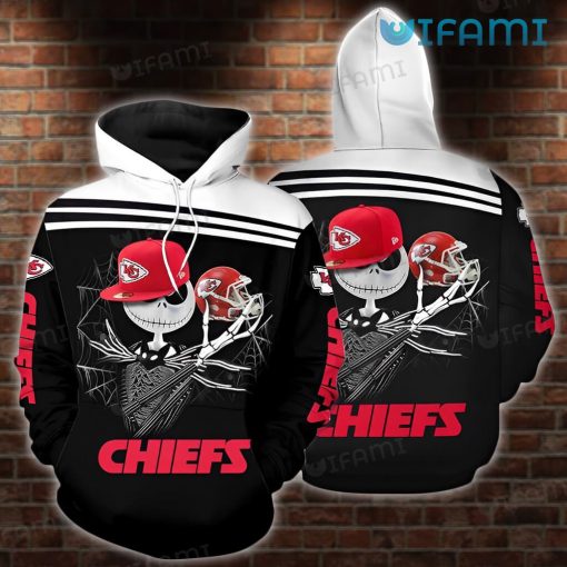 KC Chiefs Hoodie 3D Jack Skellington Hat Football Helmet Unique Kansas City Chiefs Gift