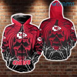 KC Chiefs Hoodie 3D Skull In Pumpkin Halloween Kansas City Chiefs Zipper Hoodie
