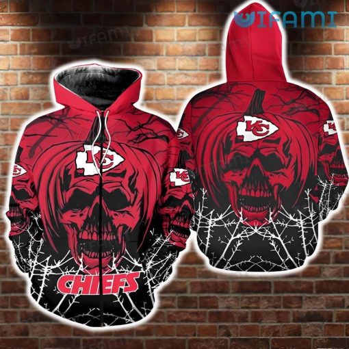 KC Chiefs Hoodie 3D Skull In Pumpkin Halloween Kansas City Chiefs Gift