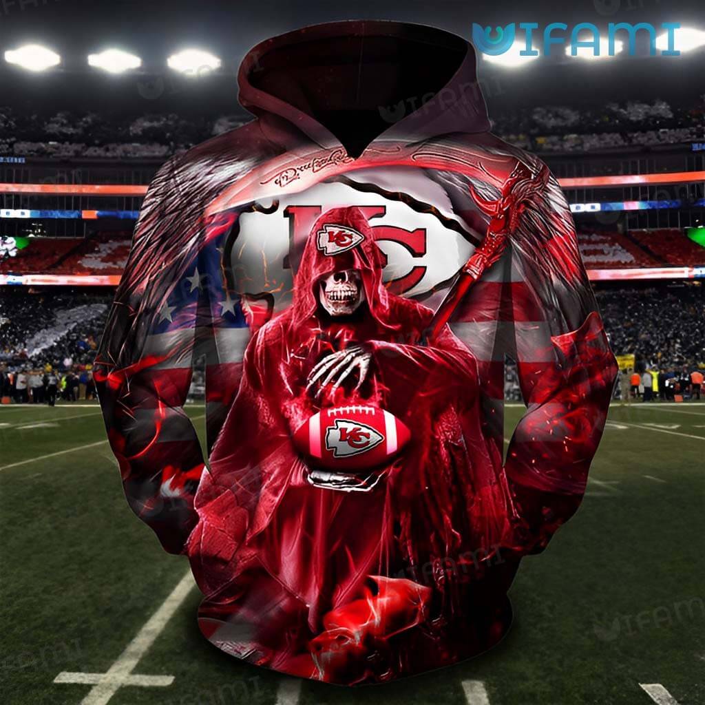 Unique KC Chiefs 3D The Death Holding Football Hoodie Kansas City Chiefs Gift