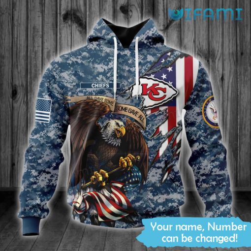 KC Chiefs Military Hoodie 3D All Gave Some Some Gave All Eagles USA Flag Kansas City Chiefs Gift