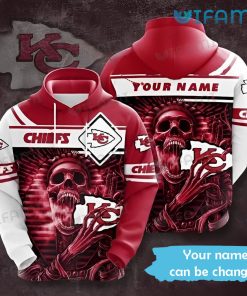 KC Chiefs Red Hoodie 3D Egyptian Skull Custom Name Unique Kansas City Chiefs Gift
