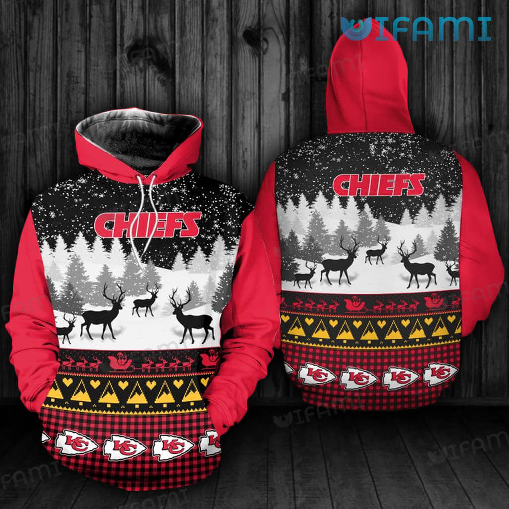 Special Kansas City Chiefs 3D Christmas Reindeer Tribal Ethnic Pattern Hoodie KC Chiefs Gift