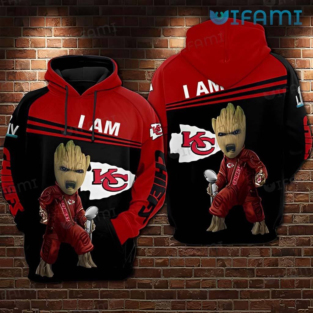 Cozy Kansas City Chiefs 3D Groot I Am KC Chiefs Hoodie Gift Idea