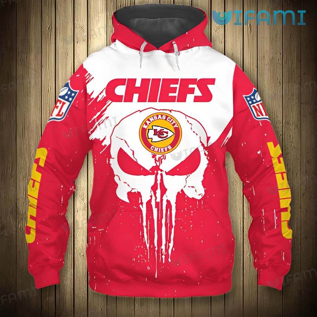 Great Kansas City Chiefs 3D Punisher Skull Hoodie KC Chiefs Gift