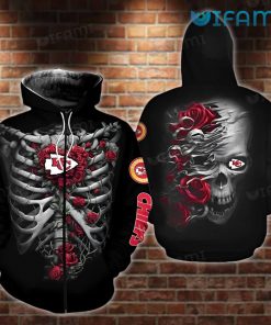 Kansas City Chiefs Hoodie 3D Skeleton With Rose KC Chiefs Gift
