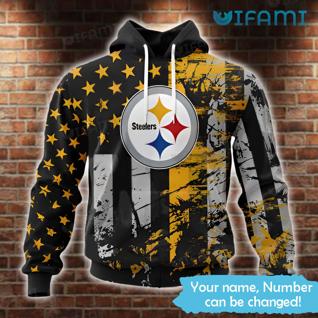 Show your Steelers pride with this personalized 3D USA flag hoodie.