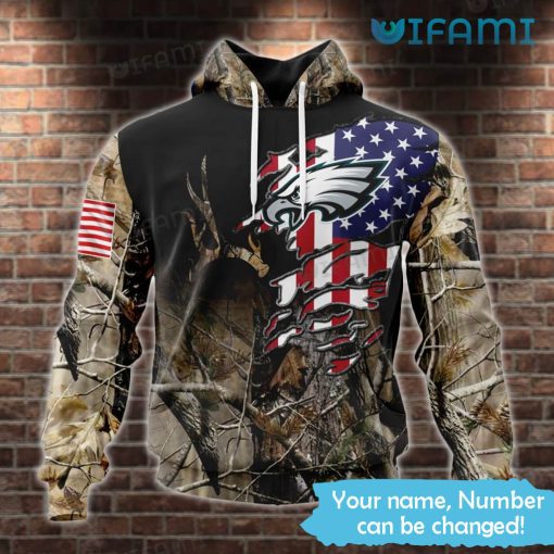 Philadelphia Eagles Army Hoodie 3D Camo USA Flag Personalized Philadelphia Eagles Gift